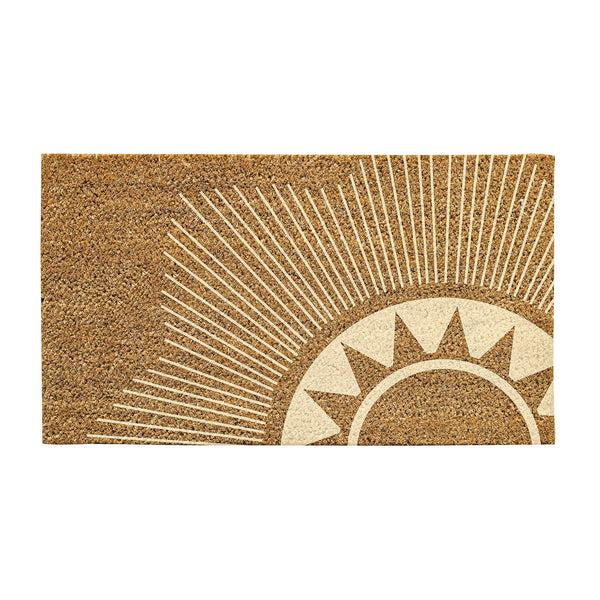 plow & hearth Geometric Sun Natural Coir Mat 30"L x 18"H