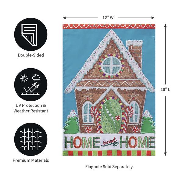 Plow & Hearth Gingerbread Home Sweet Home Applique Garden Flag