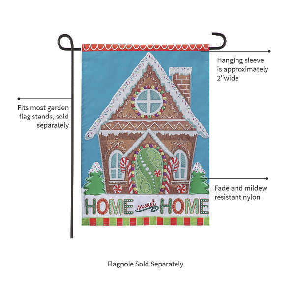 Plow & Hearth Gingerbread Home Sweet Home Applique Garden Flag