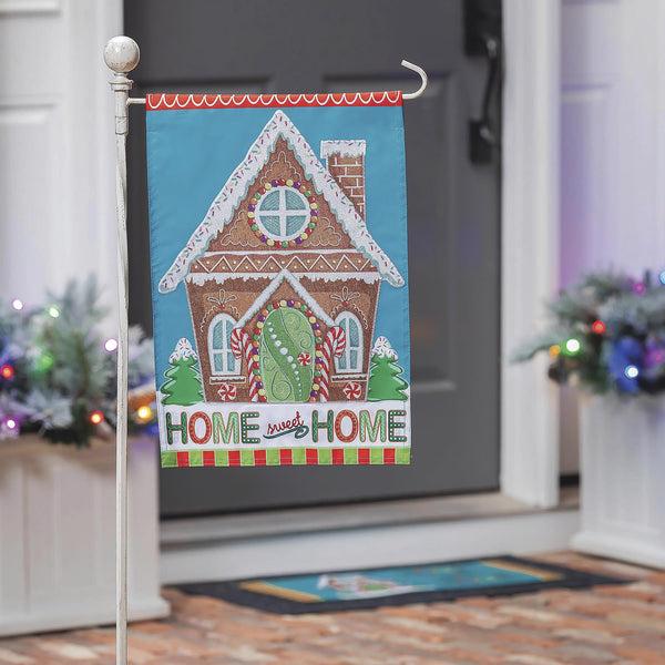 plow & hearth Gingerbread Home Sweet Home Applique Garden Flag