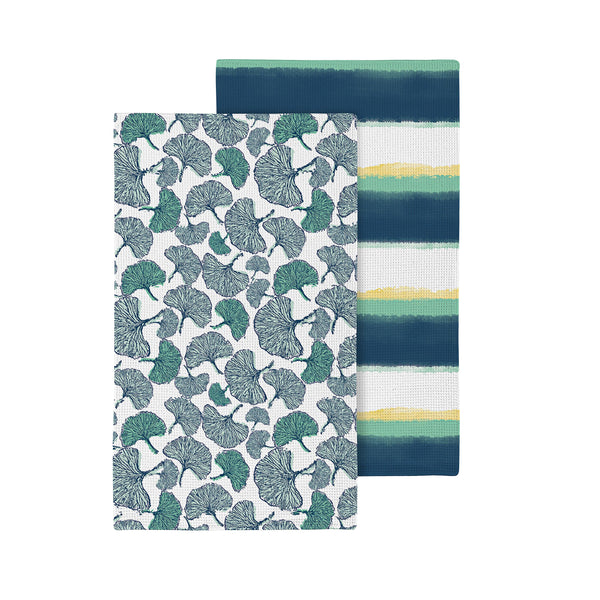 Plow & Hearth Ginkgo Blue Quick Dry Kitchen Towel 18" X 30"