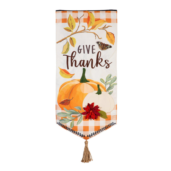 Plow & Hearth Give Thanks Pumpkins Everlasting Impression Textile Décor