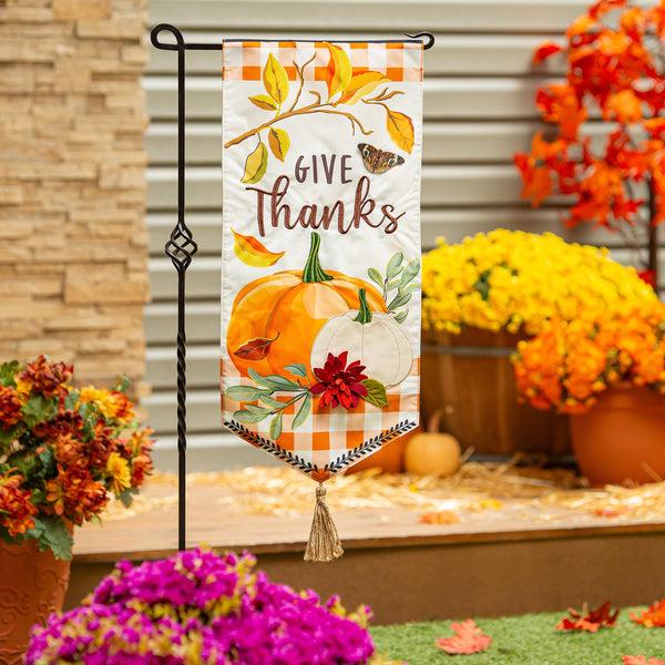 plow & hearth Give Thanks Pumpkins Everlasting Impression Textile Décor