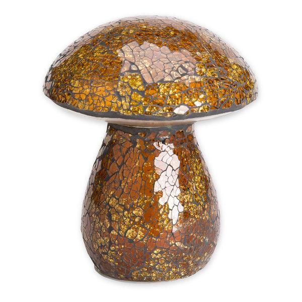 plow & hearth Glass Mosaic Mushroom Lawn Ornament Amber