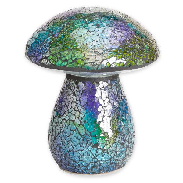 plow & hearth Glass Mosaic Mushroom Lawn Ornament Blue