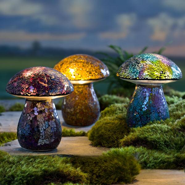 Plow & Hearth Glass Mosaic Mushroom Lawn Ornament Purple