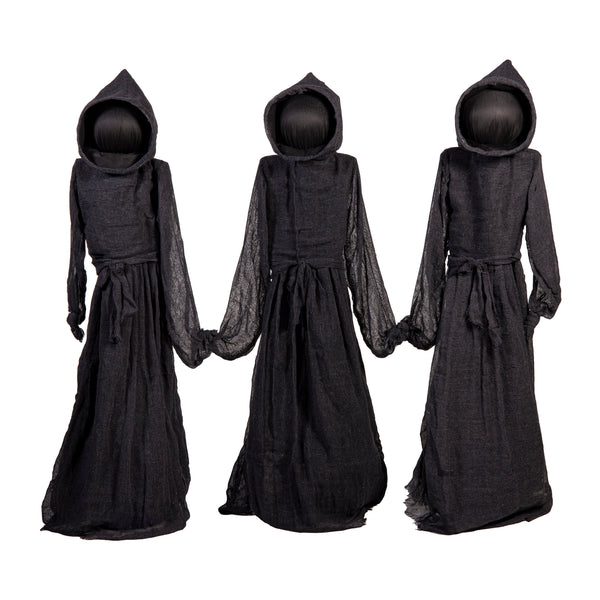 Plow & Hearth Glowing LED Haunted Halloween Reaper Garden Stake Set Of 3