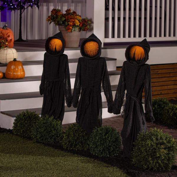plow & hearth Glowing LED Haunted Halloween Reaper Garden Stake Set of 3