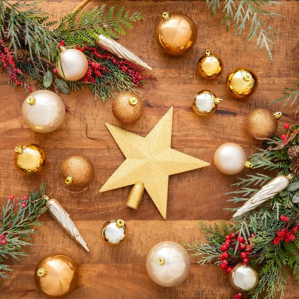 plow & hearth Gold Shatterproof Christmas Tree Ornaments 33 pc