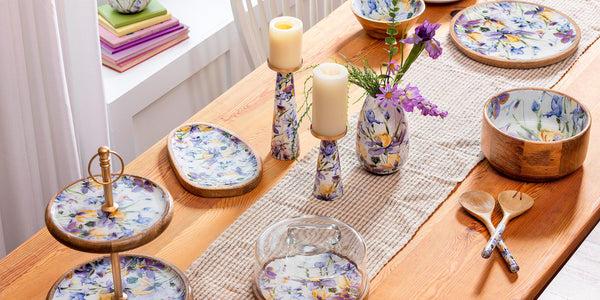 Plow & Hearth Golden Lilac Irregular Shaped Wood Serving Tray 12"L