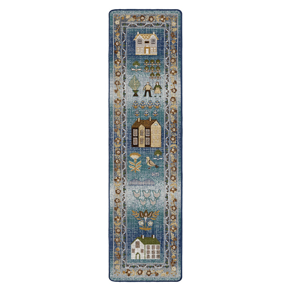 Plow & Hearth Grafton EnduraStran Folk Art Rug 2'1" X 7'8" Runner