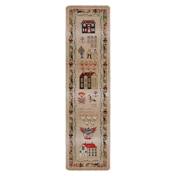 Plow & Hearth Grafton EnduraStran Folk Art Rug 2'1" X 7'8" Runner