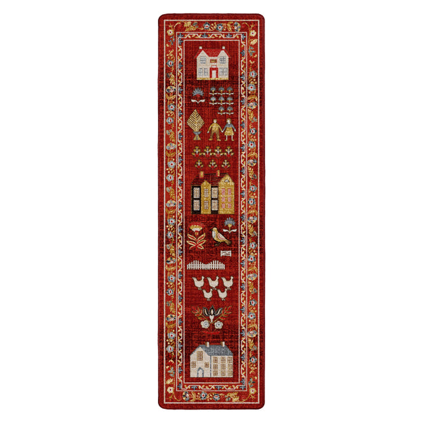 plow & hearth Grafton EnduraStran Folk Art Rug 2'1" x 7'8" Runner