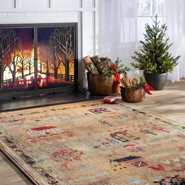 Plow & Hearth Grafton EnduraStran Folk Art Rug 5'4" X 7'8"