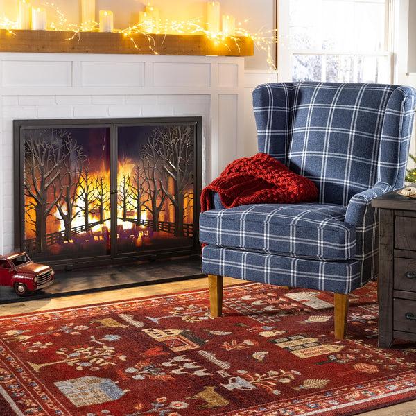 plow & hearth Grafton EnduraStran Folk Art Rug 5'4" x 7'8"