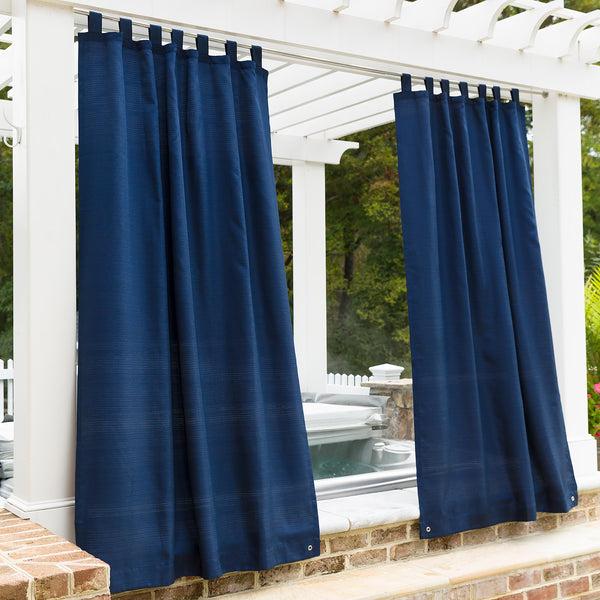 plow & hearth Grasscloth Outdoor Curtain Panel with Tab Top 110"W x 84"L