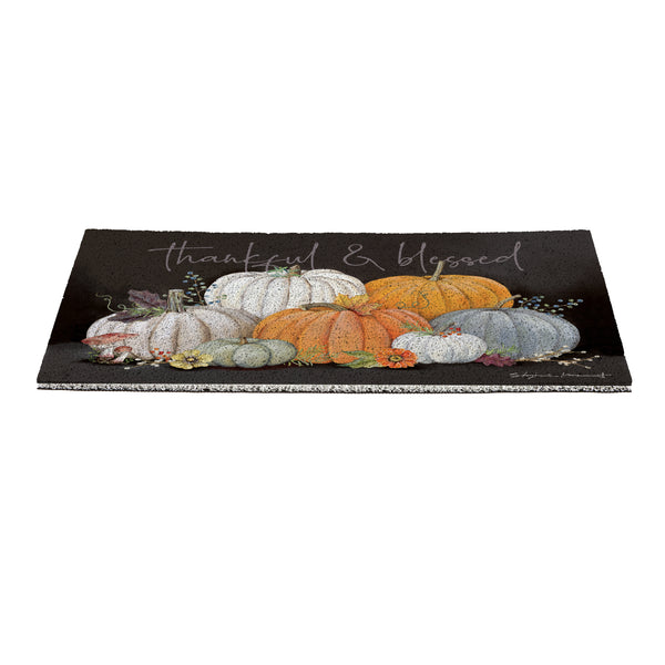 Plow & Hearth Grateful Gatherings Beauty Of Fall PVC Trapper Mat "Thankful & Blessed" 28"x16"