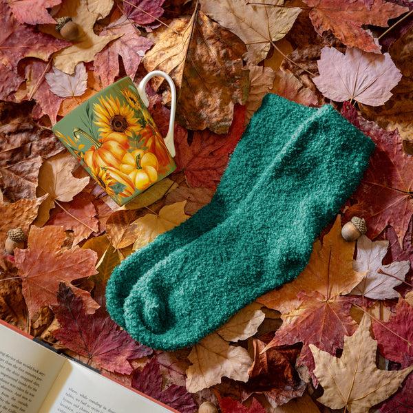 plow & hearth Grateful Gatherings Ceramic Flare Cup and Teal Socks Gift Set 12oz Gift Box