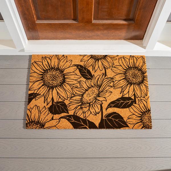 plow & hearth Grateful Gatherings Sunflower Coir Mat 36"x24"