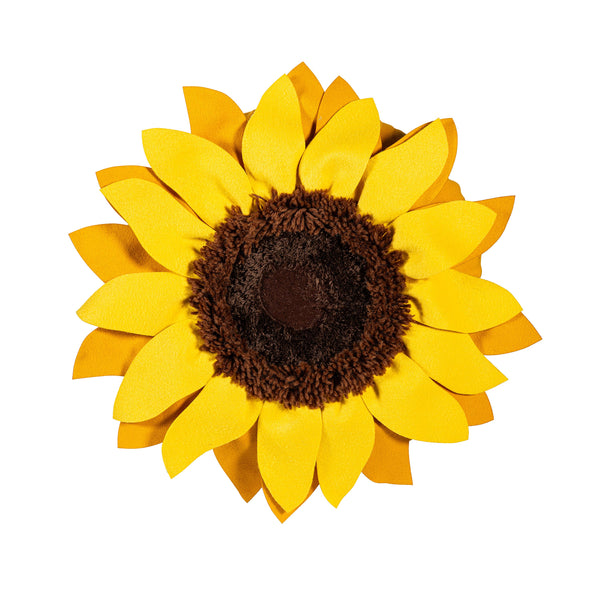 Plow & Hearth Grateful Gatherings Sunflower Shaped Pillow 16"