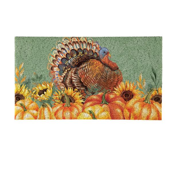 Plow & Hearth Grateful Gatherings Turkey PVC Trapper Mat 28"x16"