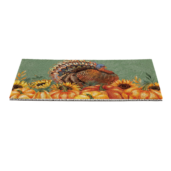 Plow & Hearth Grateful Gatherings Turkey PVC Trapper Mat 28"x16"