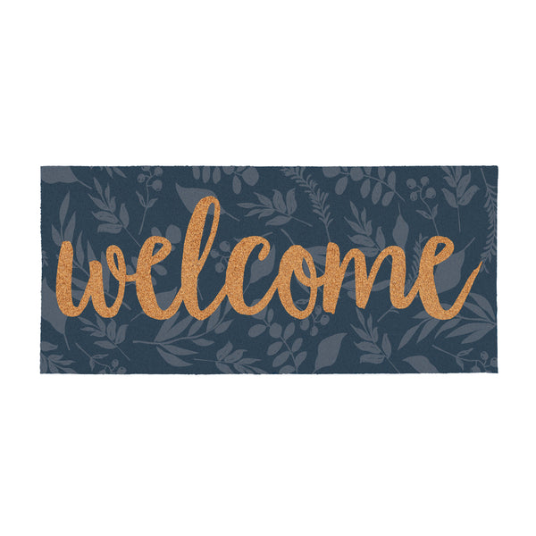 Plow & Hearth Grateful Gatherings Welcome Friends Of Fall Flocked Coir Sassafras Switch Mat "Welcome" 22"x10"