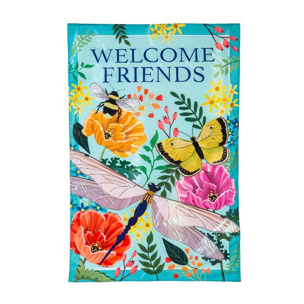 Plow & Hearth Greenhouse Garden Welcome Friends Applique House Flag