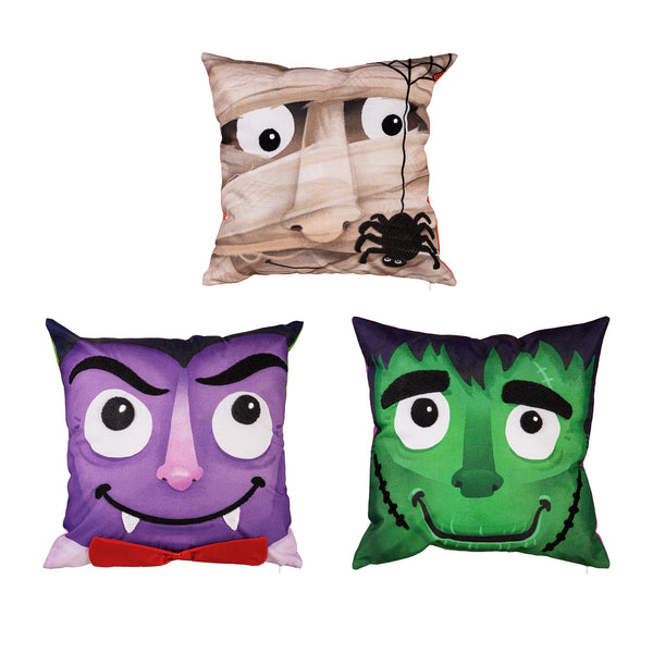 plow & hearth Halloween Friends 18" Interchangeable Pillow Cover Set of 3