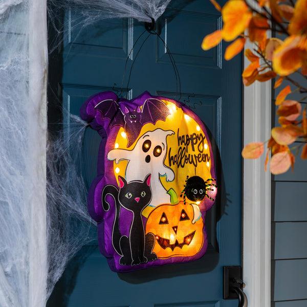 plow & hearth Halloween Friends Lighted Estate Door Décor