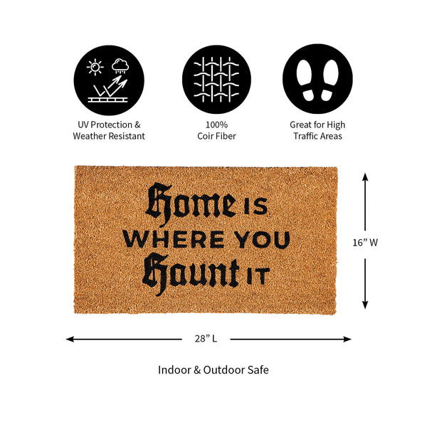 Plow & Hearth Halloween Greeting Coir Mat Home Is Where You Haunt Is