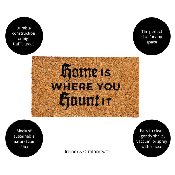 Plow & Hearth Halloween Greeting Coir Mat Home Is Where You Haunt Is