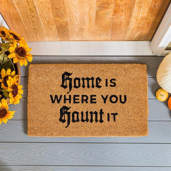 plow & hearth Halloween Greeting Coir Mat Home Is Where You Haunt Is
