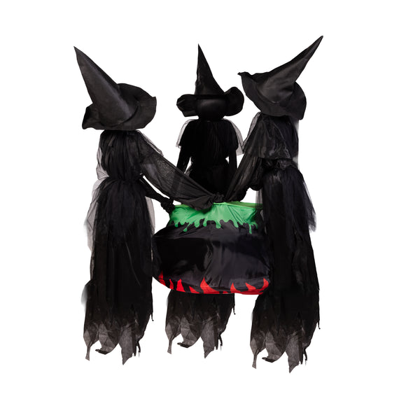 Plow & Hearth Halloween LED Set Of 3 Witches And Cauldron Garden Stake 52"