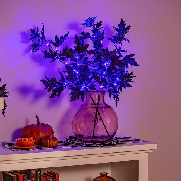 Plow & Hearth Halloween Maple Indoor/Outdoor LED Color Changing Artificial Branch 30"H Set Of 2