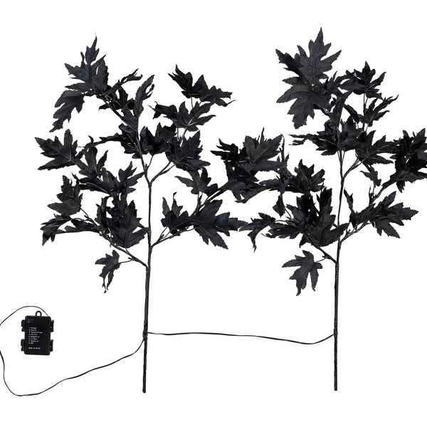 Plow & Hearth Halloween Maple Indoor/Outdoor LED Color Changing Artificial Branch 30"H Set Of 2