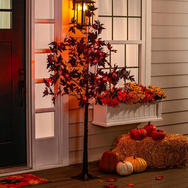 Plow & Hearth Halloween Maple Indoor/Outdoor LED Color Changing Tree 65"H