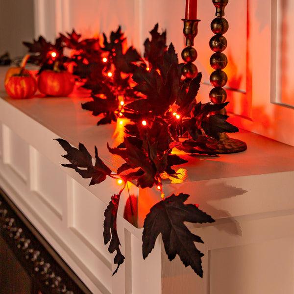 Plow & Hearth Halloween Maple LED Color Changing Garland 72"L