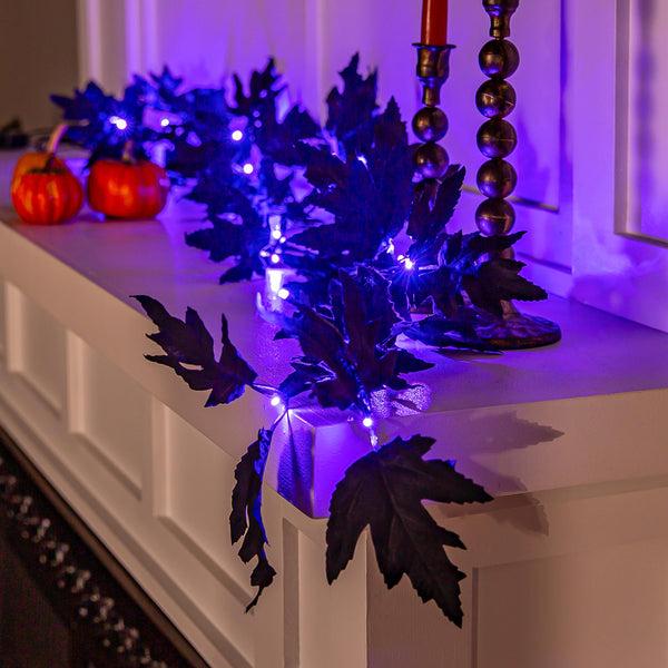 plow & hearth Halloween Maple LED Color Changing Garland 72"L