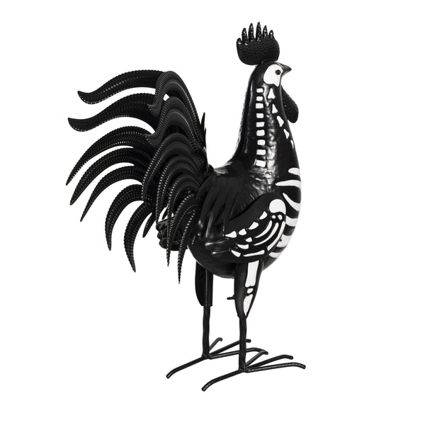 Plow & Hearth Halloween Metal Rooster Skeleton Garden Statue