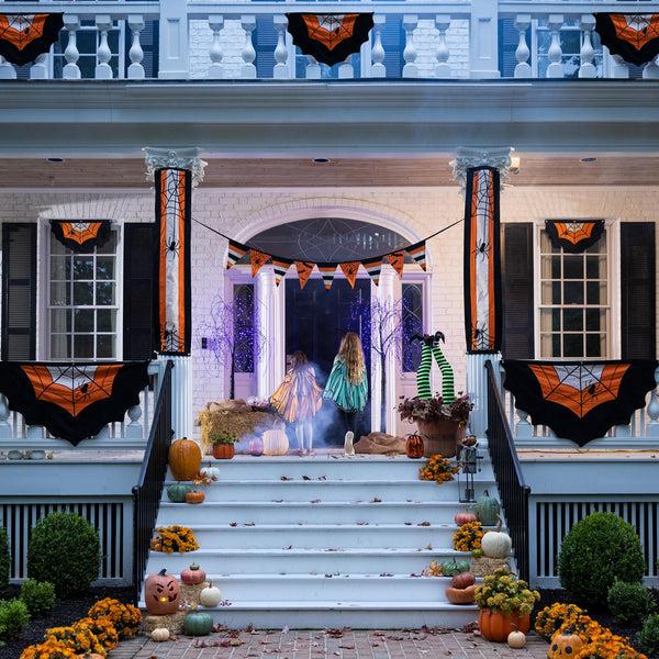 Plow & Hearth Halloween Spider Web Cotton Pillar Bunting