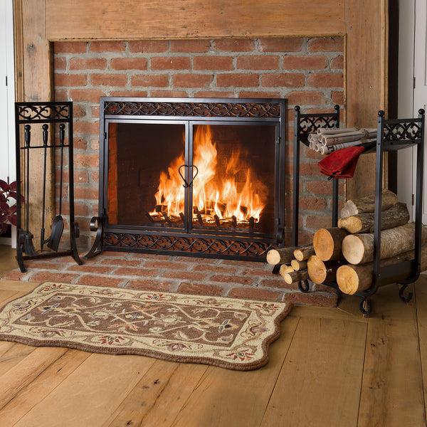 Plow & Hearth Hand-Tufted Fire Resistant Scalloped Wool McLean Hearth Rug