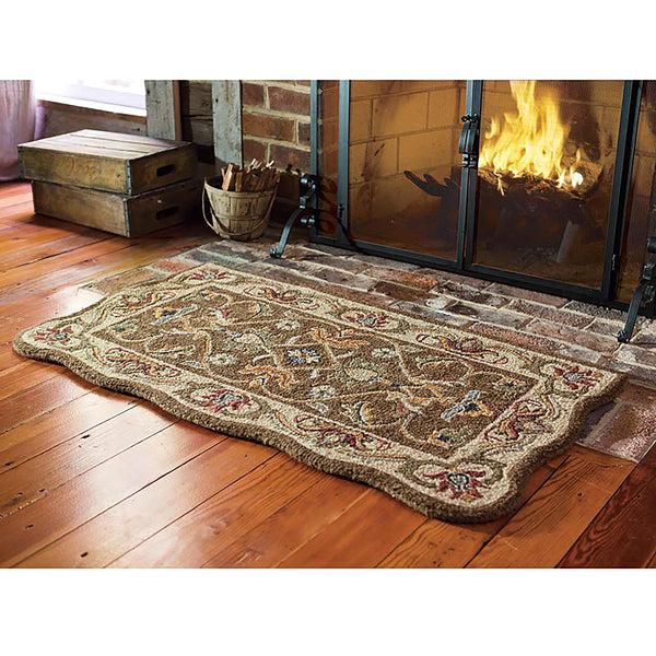 plow & hearth Hand-Tufted Fire Resistant Scalloped Wool McLean Hearth Rug