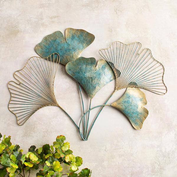 plow & hearth Handcrafted Indoor/Outdoor Metal Ginkgo Leaf Wall Art