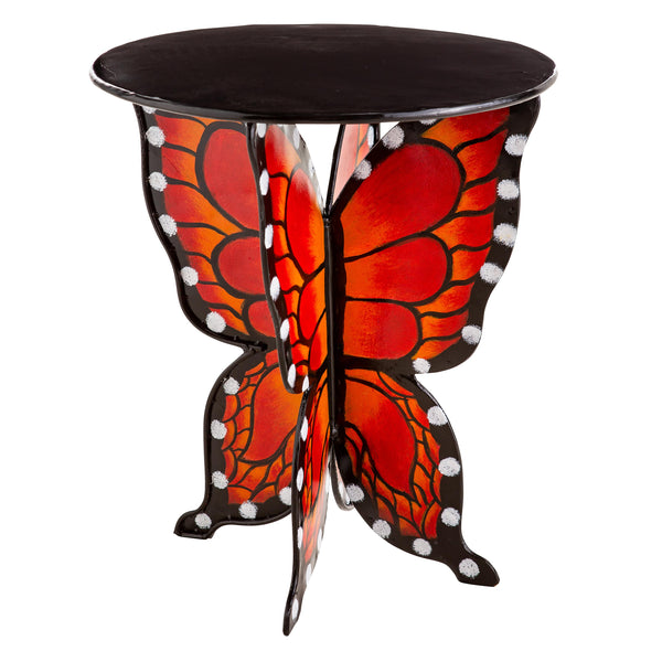 Plow & Hearth Handcrafted Metal Monarch Butterfly Side Table