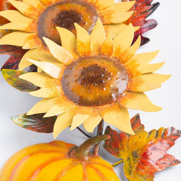 Plow & Hearth Handcrafted Metal Sunflower And Pumpkin Autumn Wreath