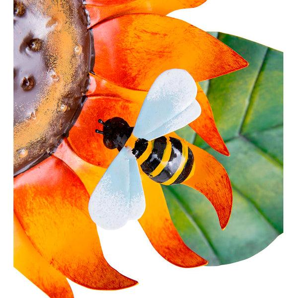 Plow & Hearth Handcrafted Metal Sunflower Garden Stake With Three Busy Bees