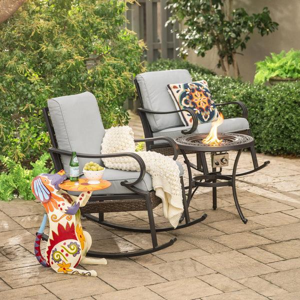 Plow & Hearth Handmade Colorful Painted Folk Art Metal Dog Side Table