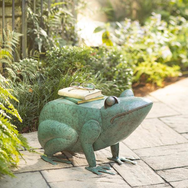 plow & hearth Handmade Colorful Painted Frog Metal Side Table