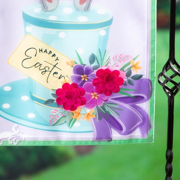 Plow & Hearth Happy Easter Floral Hat Applique Garden Flag